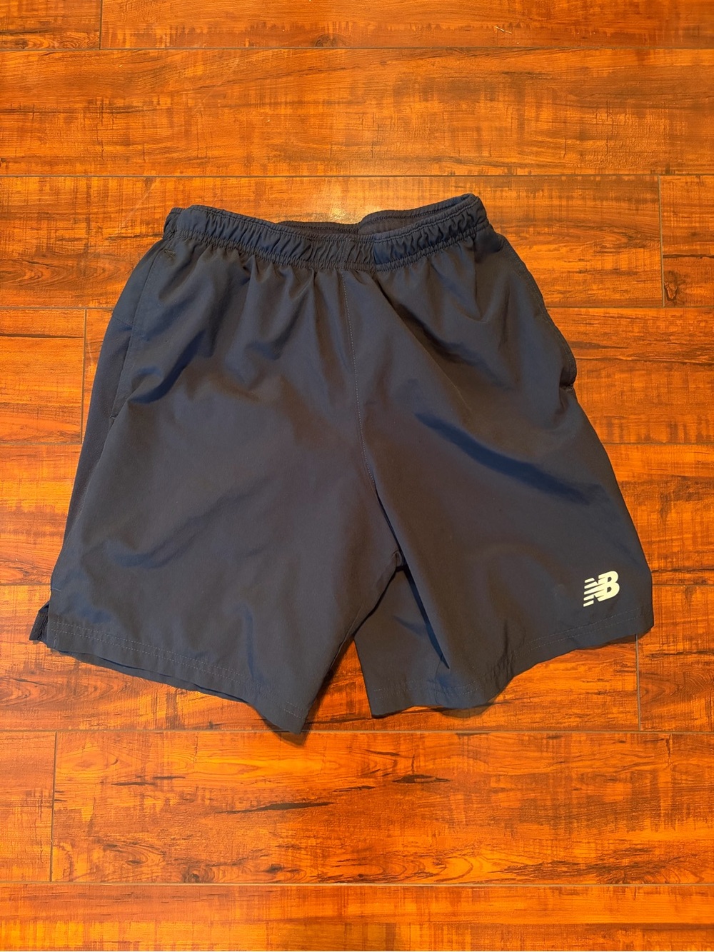 New Balance Men’s Navy Athletic Shorts with White Logo | Size Small